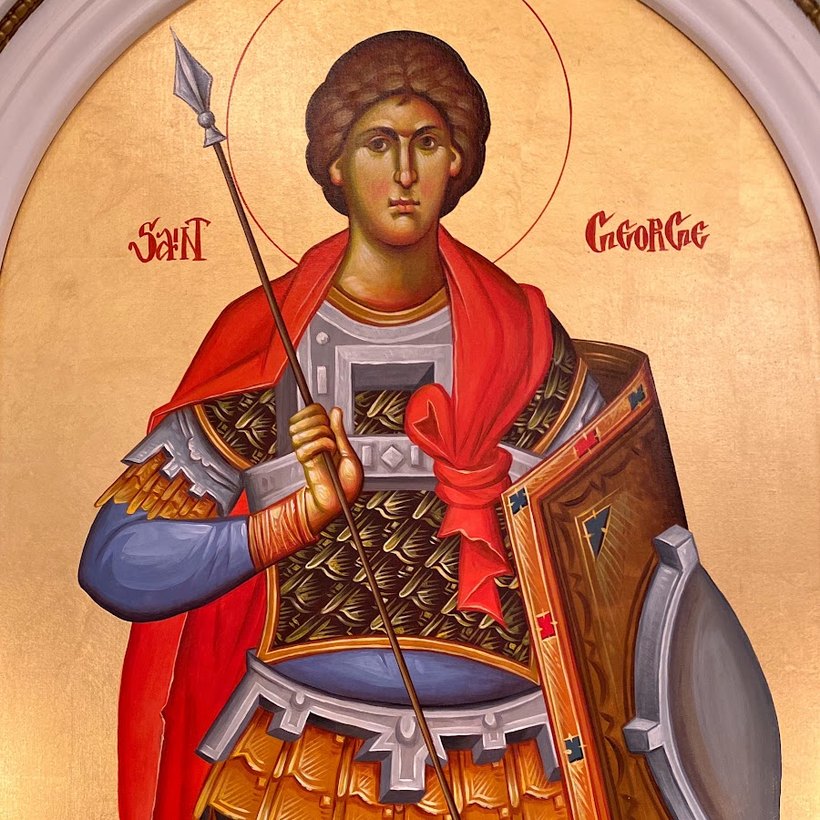 Icon of Saint George with spear and shield.